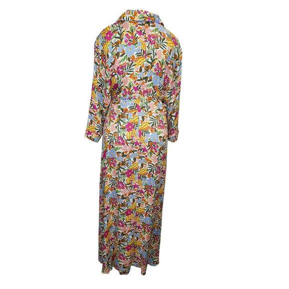 Eloquii Elements Colorful Floral Belted Maxi Shirt Dress - Size 16 - Picture 8 of 10